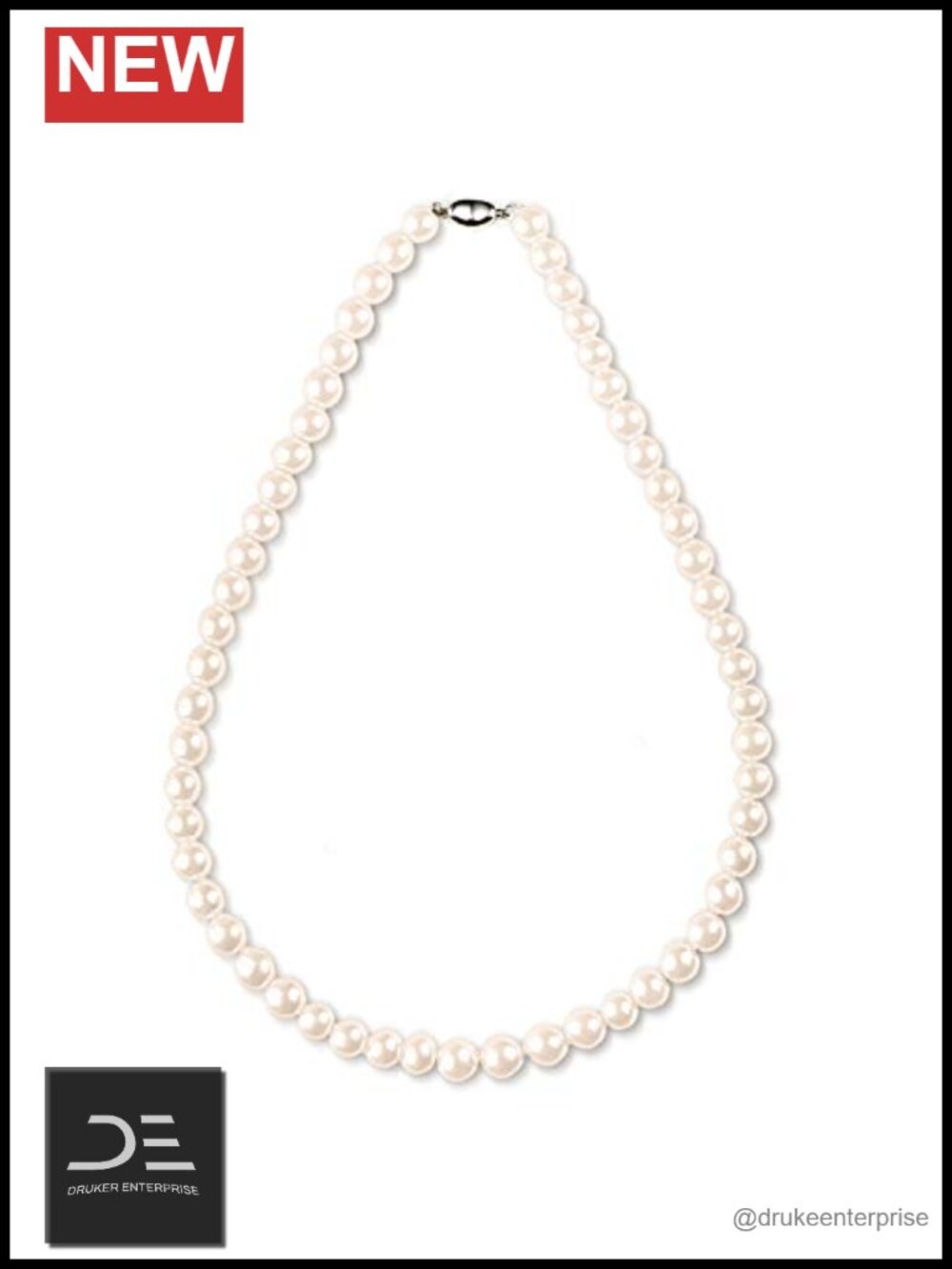 White Freshwater Cultured Pearl Necklace for Women 18 Inch 9.5-10.5mm